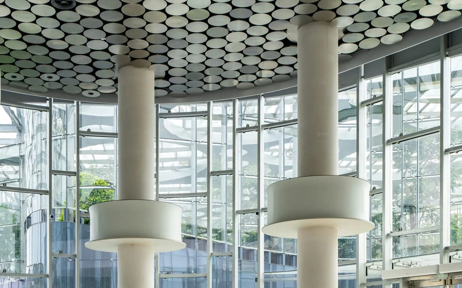 Spacious modern lobby with a reflective floor